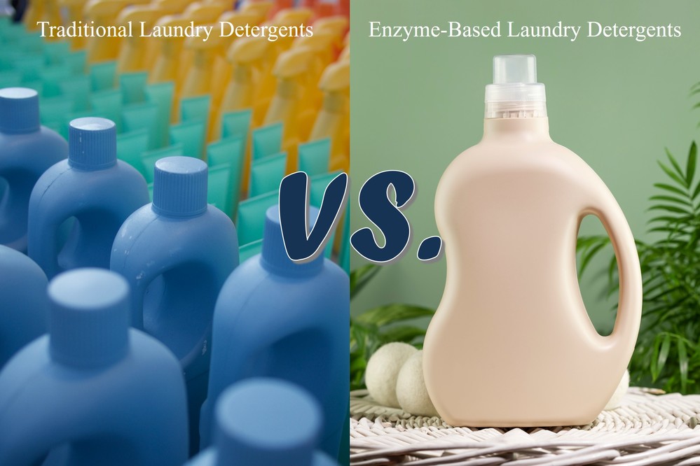 Comparison of enzyme-based and traditional detergents.